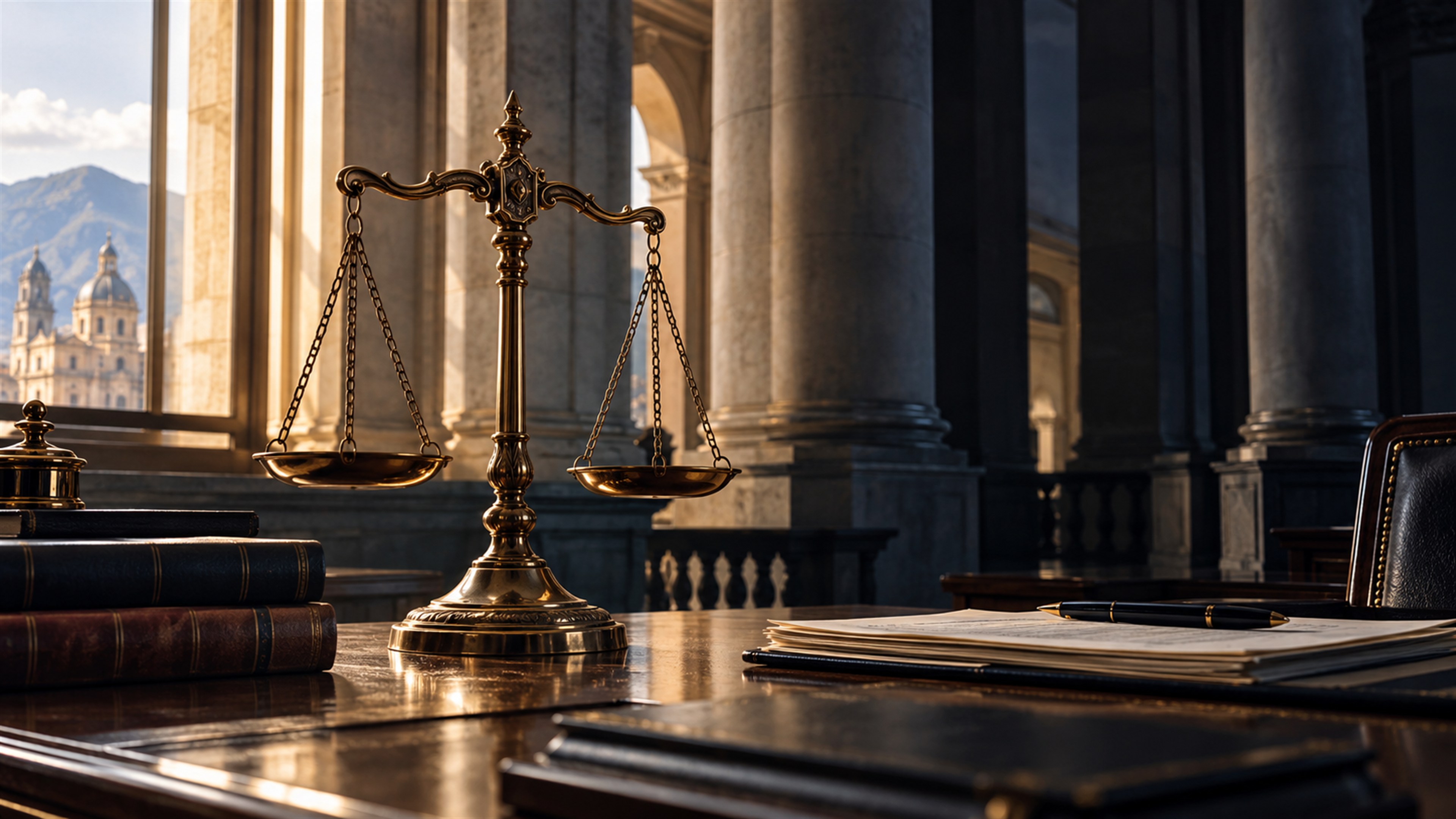 Balanza de la justicia en un despacho jurídico